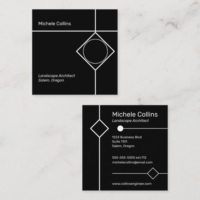 Moderne Berufliche Elegance Business Card Quadratische Visitenkarte (Vorne/Hinten)