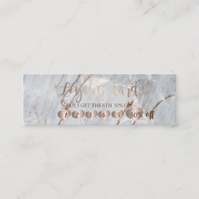 Moderne Berufliche Elegante Rose Goldene Herzen Ma Treuekarte (Vorderseite)