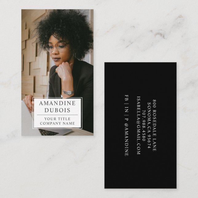 Moderne Berufliche Foto-Visitenkarte Visitenkarte (Vorne/Hinten)