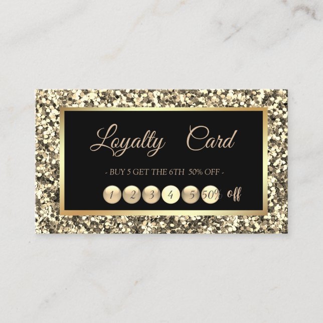 Moderne Berufliche Glitzer Frame Loyalty Card Treuekarte (Vorderseite)