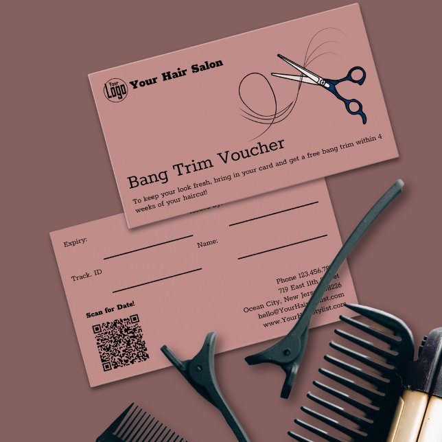 Moderne Berufliche Gratis-Bang-Trim-Gutscheinkarte (Modern Professional Free Bang Trim Voucher Card)