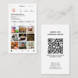 Moderne Berufliche Instagram Foto QR Code Bäckerei Visitenkarte