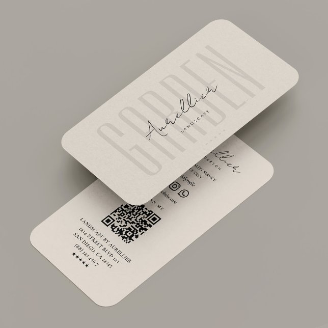 Moderne Berufliche Landschaft Gärtner Sand Beige Visitenkarte (Modern Professional Landscape Gardener Sand Beige Business Card
)