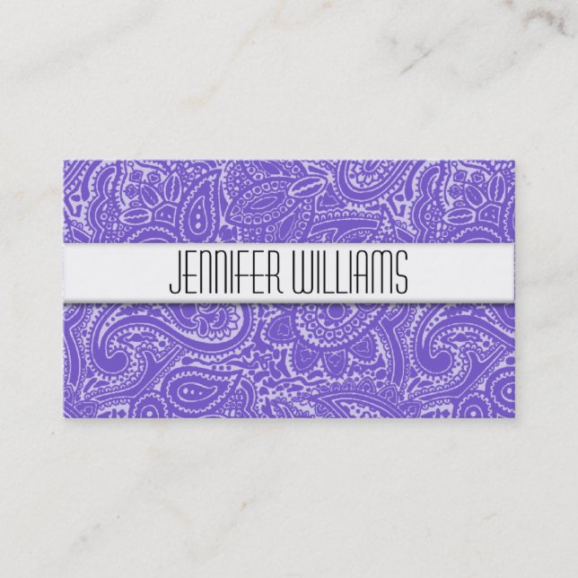 Moderne Berufliche Lavender Paisley Business Card Visitenkarte (Vorderseite)