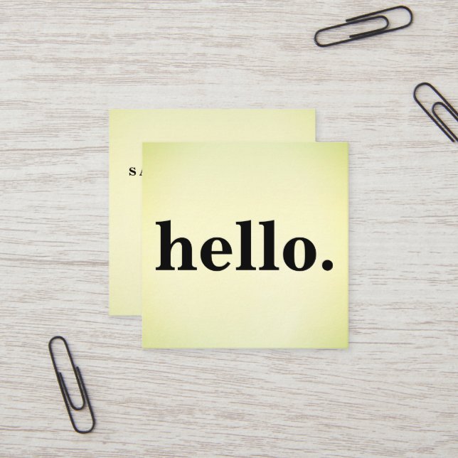 Moderne Berufliche Minimalistische Rustikale Hallo Quadratische Visitenkarte (Vorderseite/Rückseite Beispiel)