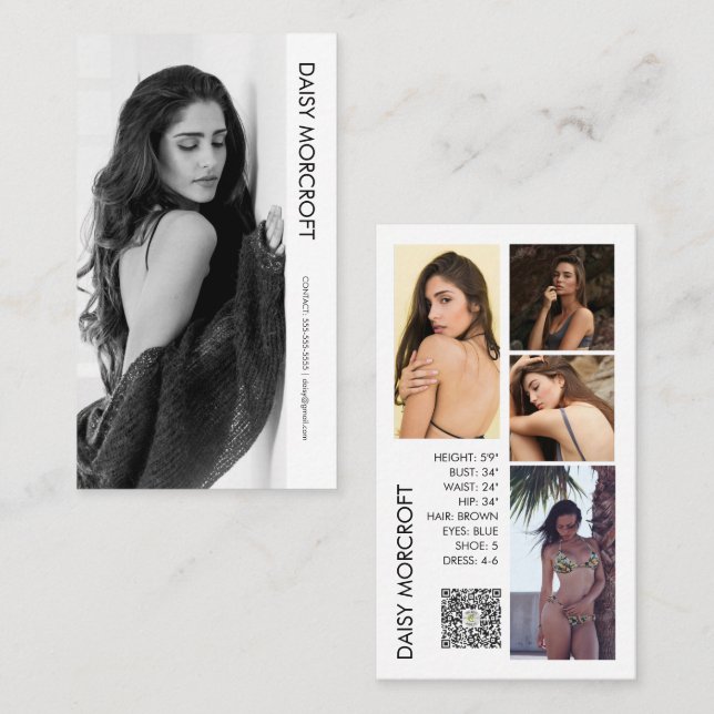 Moderne Berufliche Modell-Foto-Composite-Karte Visitenkarte (Vorne/Hinten)