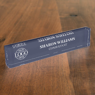 Moderne Berufliche Navy Blue Office Namensplakette