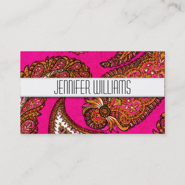 Moderne Berufliche Pink Paisley Business Cards Visitenkarte (Vorderseite)