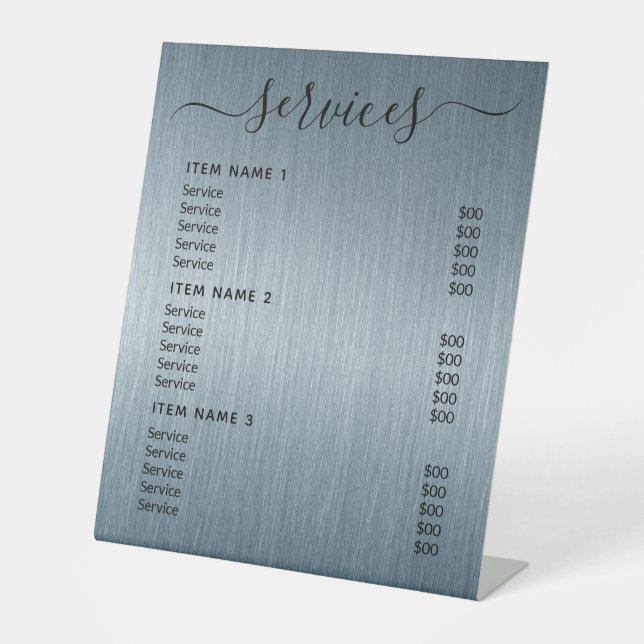 Moderne Berufliche Preisliste Sockelschild (Vorderseite)