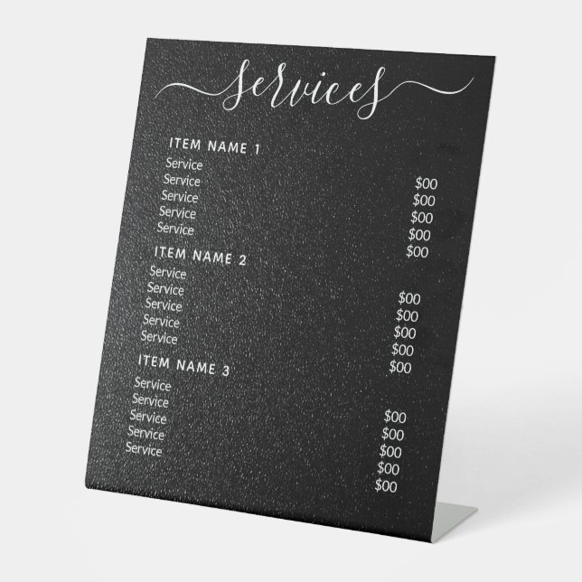 Moderne Berufliche Preisliste Sockelschild (Vorderseite)