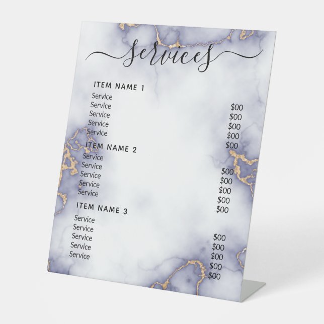 Moderne Berufliche Preisliste Sockelschild (Vorderseite)