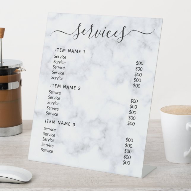 Moderne Berufliche Preisliste Sockelschild (In Situ)