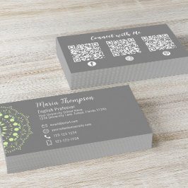 Moderne Berufliche QR Code Social Media Grau Visitenkarte