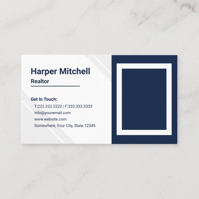 Moderne Berufliche Realtor Foto Business Card Visitenkarte (Vorderseite)