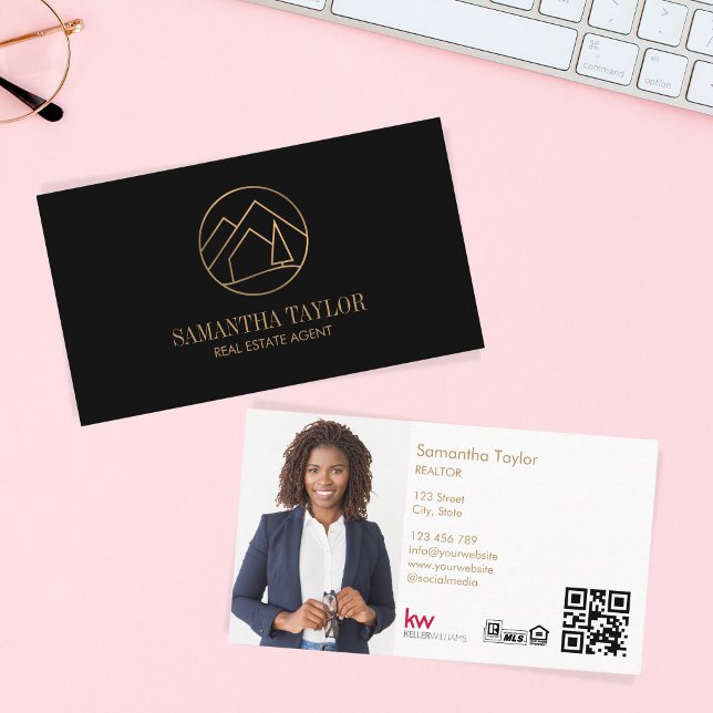 Moderne Berufliche Realtor Mountain Realty QRCode Visitenkarte (Von Creator hochgeladen)