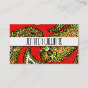 Moderne Berufliche Red Paisley Business Cards Visitenkarte