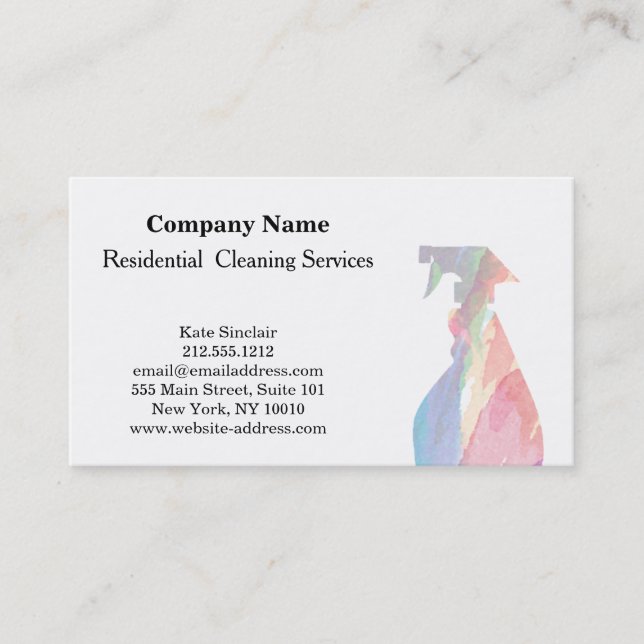 Moderne Berufliche Reinigungs-Spray-Flasche Visitenkarte (Vorderseite)