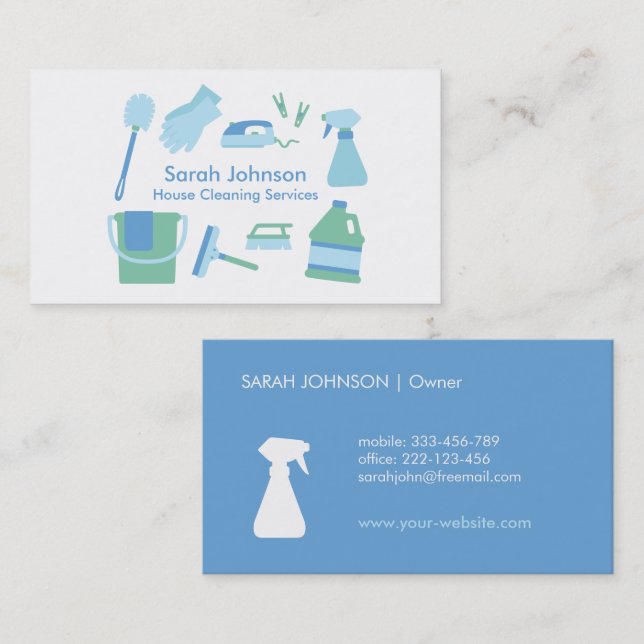 Moderne Berufliche Reinigungskarte Visitenkarte (Vorne/Hinten)