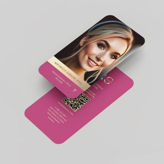 Moderne Berufliche Rosa-Monogramm Qr Visitenkarte (Modern Professional Elegant Pink Gold Monogram Qr Business Card
)