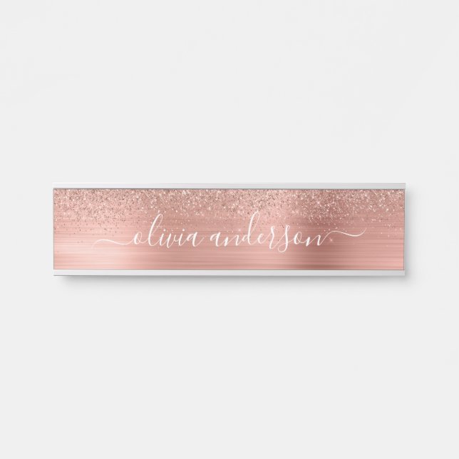 Moderne Berufliche Rose Gold Sparkle Glitzer Door Türschild (Vorderseite )