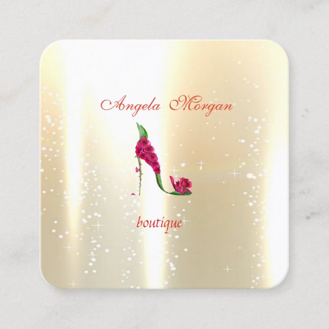 Moderne Berufliche Shiny Gold, Blume Heelse Quadratische Visitenkarte (Vorderseite)