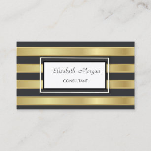 Moderne Berufliche, stilvolle Gold Black Stripes Visitenkarte