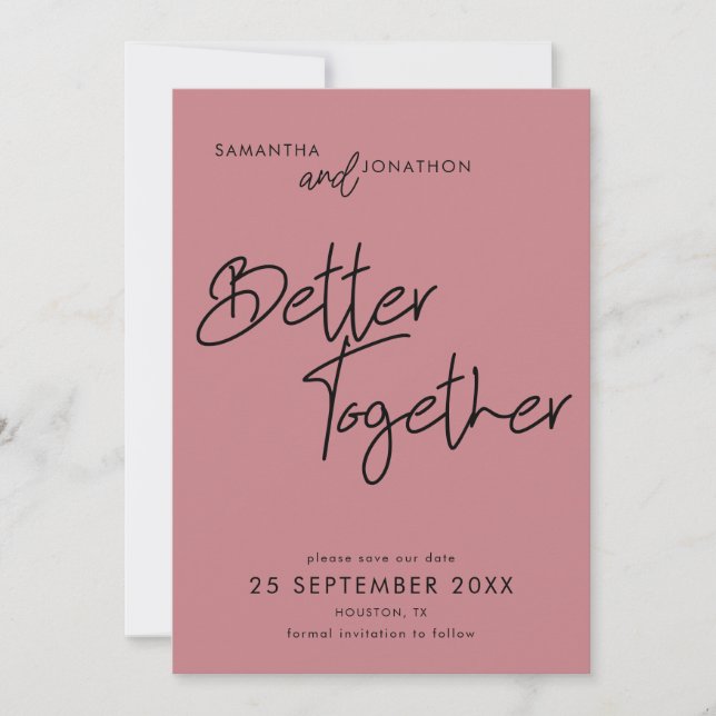 Moderne, bessere und bessere Rose Save The Date (Vorderseite)