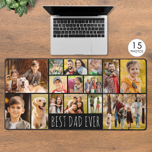 Moderne Best Dad Ever 15 Foto-Collage individuell Schreibtischunterlage