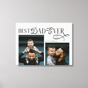 Moderne Best Dad Ever 2 Fotos Vatertagsgeschenke Leinwanddruck