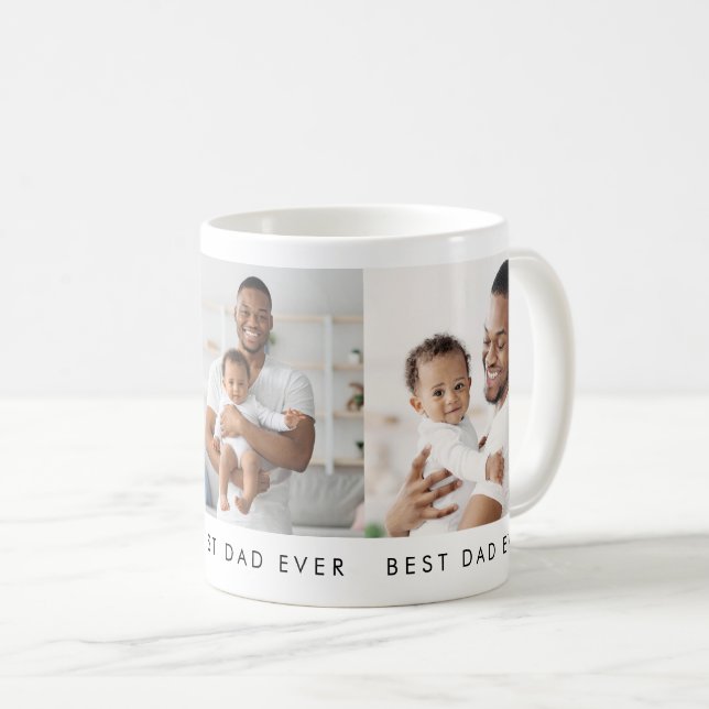 Moderne Best Dad Ever 3 Foto Kaffeetasse (VorderseiteRechts)