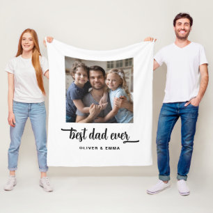 Moderne Best Dad Ever Script Foto Fleecedecke