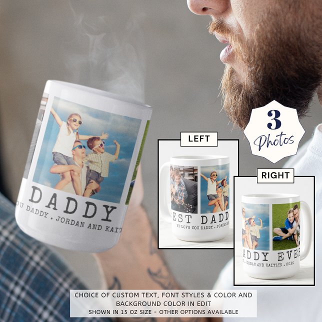 Moderne BEST DADDY JE 3 Fotos Personalisiert Kaffeetasse (Von Creator hochgeladen)
