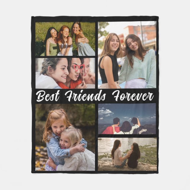 Moderne BEST FREUNDE FÜR Foto Collage Fleecedecke (Vorderseite)