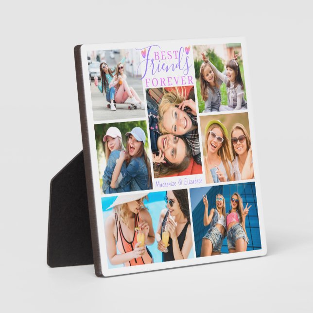 Moderne BEST FREUNDE FÜR ÜBER 7 Foto Lila Pink Fotoplatte (Vorderseite)