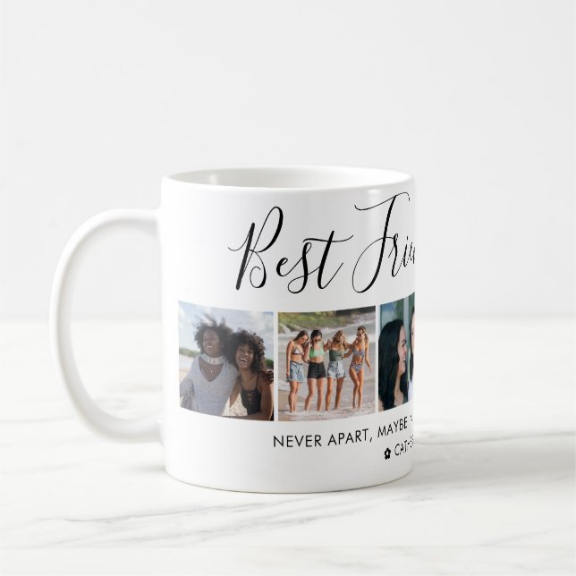 Moderne Best Friends 6 Foto Collage Script Quote Kaffeetasse (Links)