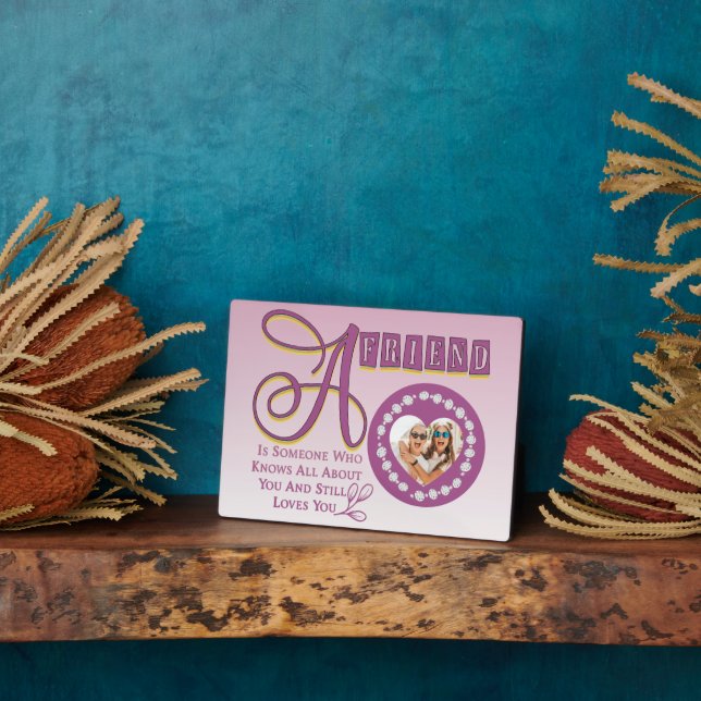 Moderne Best Friends Chic Quote Plaque anpassen Fotoplatte (Seite)