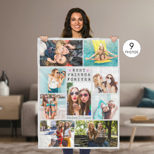 Moderne BEST FRIENDS FOREVER Fotocollage Grau Fleecedecke