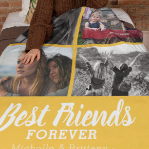 Moderne Best Friends Foto Gelb Fleecedecke