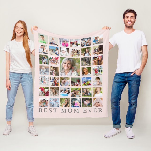 Moderne BEST MAMA EVER 39 Foto Collage Pink Gray Fleecedecke (Beispiel)