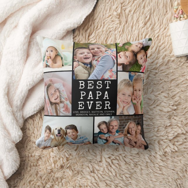 Moderne BEST PAPA EVA 7 Foto Collage Kissen (Decke)