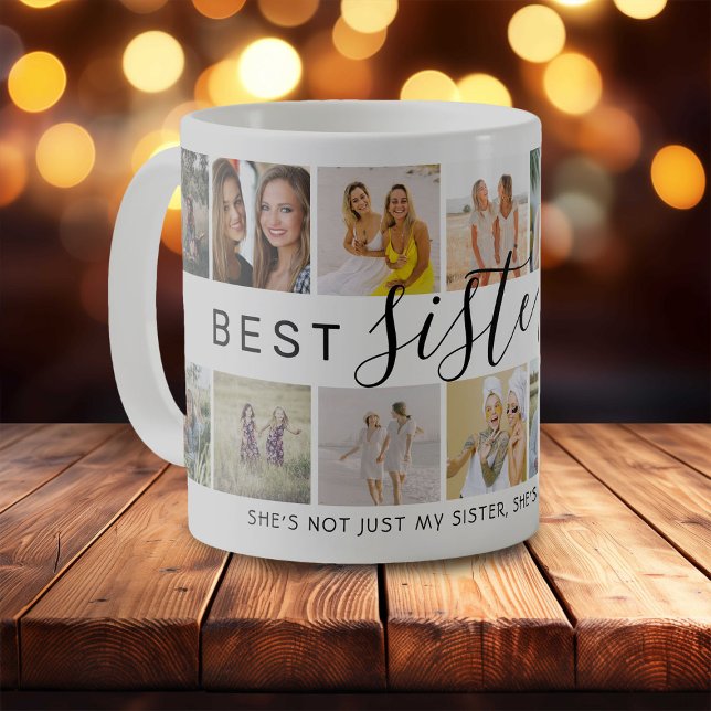 Moderne "Best Sister Ever" FotoCollage Kaffeetasse (Von Creator hochgeladen)
