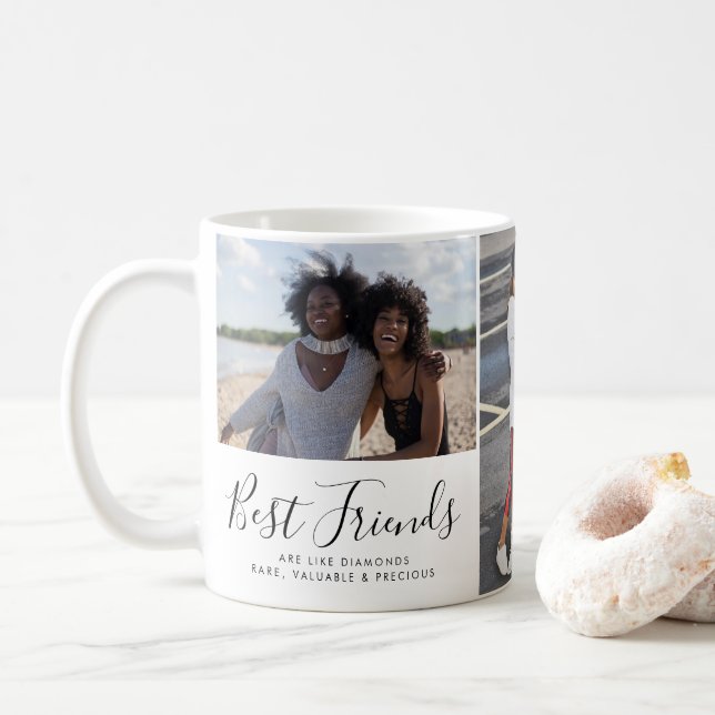 Moderne beste BESTE FREUNDIN 3 Fotocollage Besties Kaffeetasse (Mit Donut)