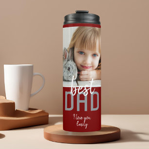 Moderne beste Dad Familienfoto Vatertag Thermosbecher