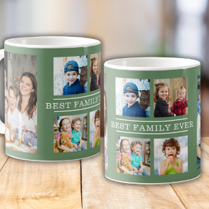 Moderne beste Familie je 6 Foto Collage Green Kaffeetasse