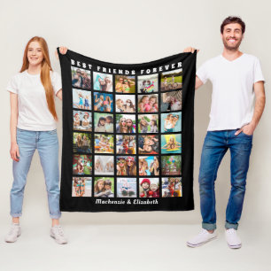 Moderne beste Freunde 30 Foto Collage Black Fleecedecke