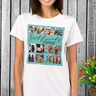Moderne beste Freunde Türkis-Foto-Collage T-Shirt