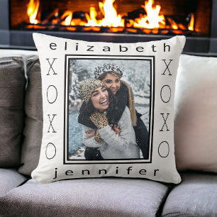 Moderne beste Freunde XOXO personalisiertes Foto Kissen
