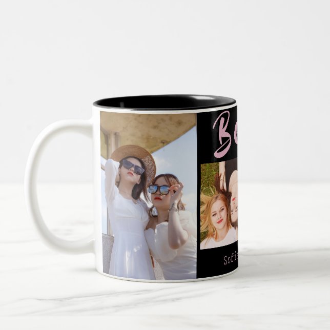Moderne BESTE FREUNDIN 4-Foto Collage Tasse (Links)
