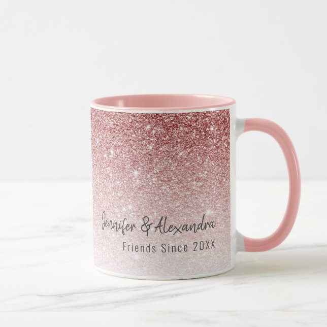 Moderne BESTE FREUNDIN Rose Goldener Glitzer Tasse (Rechts)
