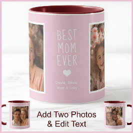 Moderne beste Mama je 2 Fotos Text Rosa C52 Weiß Tasse